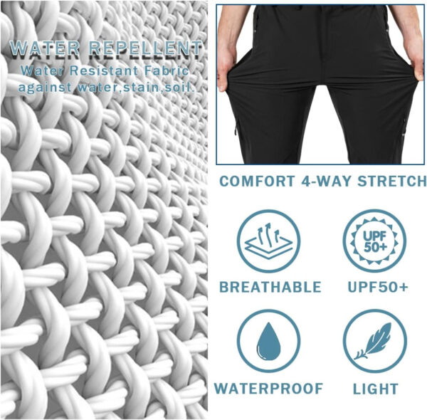 6899f3e784c228c22ddd42fa4166e0d1ba25e83b6e1e2684ca0f4.jpg Postropaky Mens Hiking Quick Dry Lightweight Waterproof Fishing Pants Outdoor Travel Climbing Stretch Pants