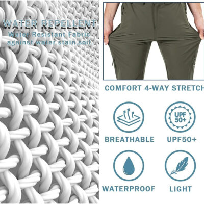 6899f3ed65565d9f9f4f2e8c479aec2c170c7f1c2936690df5c64.jpg Postropaky Mens Hiking Quick Dry Lightweight Waterproof Fishing Pants Outdoor Travel Climbing Stretch Pants