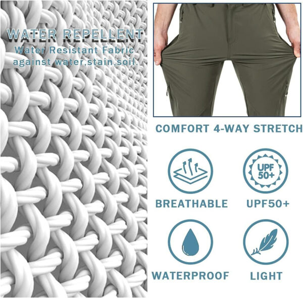 6899f3ed65565d9f9f4f2e8c479aec2c170c7f1c2936690df5c64.jpg Postropaky Mens Hiking Quick Dry Lightweight Waterproof Fishing Pants Outdoor Travel Climbing Stretch Pants