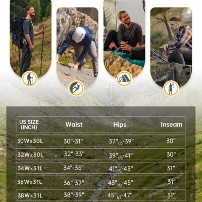 Cycorld Men's-Hiking-Pants-Lightweight-Water-Resistant-Quick-Dry Stretch for Travel Camping Fishing Outdoor