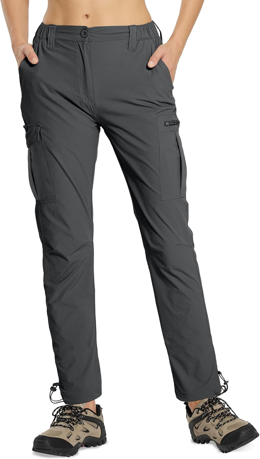 MOURCE Womens Hiking Pants Lightweight - Quick Dry Water Resistant UPF 50 Travel Pants with 7 Pockets & Adjustable Cuffs