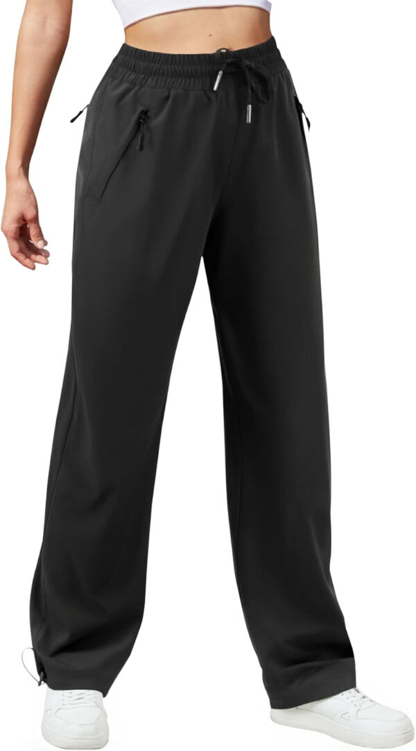 6899f5538298219a868ddc6a9576bd540419f4cedd411c603107a.jpg Womens Athletic Hiking Pants Lightweight Quick Dry Water Resistant Elastic Waist Cargo Pants with Zipper Pockets