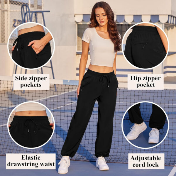 6899f556021822f87cd42d36e64e122049c5d10397651e665a22d.jpg Womens Athletic Hiking Pants Lightweight Quick Dry Water Resistant Elastic Waist Cargo Pants with Zipper Pockets