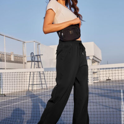 6899f55a1203b2ee7707d6044a2a18ececd890d96d24392fa9755.jpg Womens Athletic Hiking Pants Lightweight Quick Dry Water Resistant Elastic Waist Cargo Pants with Zipper Pockets