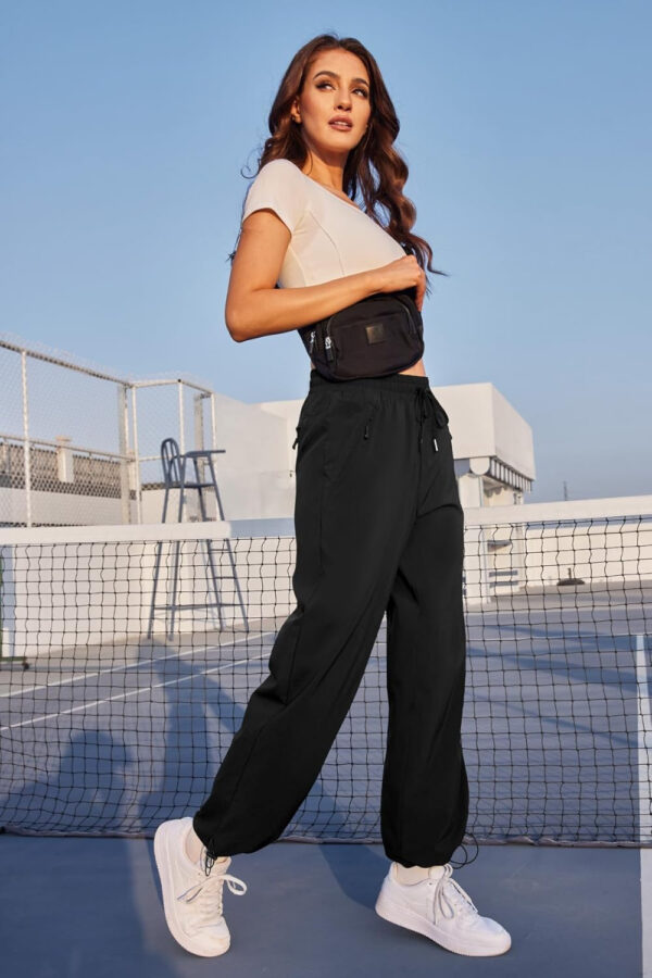 6899f55a1203b2ee7707d6044a2a18ececd890d96d24392fa9755.jpg Womens Athletic Hiking Pants Lightweight Quick Dry Water Resistant Elastic Waist Cargo Pants with Zipper Pockets