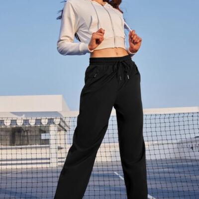6899f55b71aa2552e2853910ae8fee86484c26a24a048c4a57937.jpg Womens Athletic Hiking Pants Lightweight Quick Dry Water Resistant Elastic Waist Cargo Pants with Zipper Pockets
