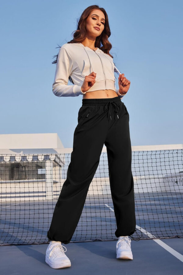 6899f55b71aa2552e2853910ae8fee86484c26a24a048c4a57937.jpg Womens Athletic Hiking Pants Lightweight Quick Dry Water Resistant Elastic Waist Cargo Pants with Zipper Pockets