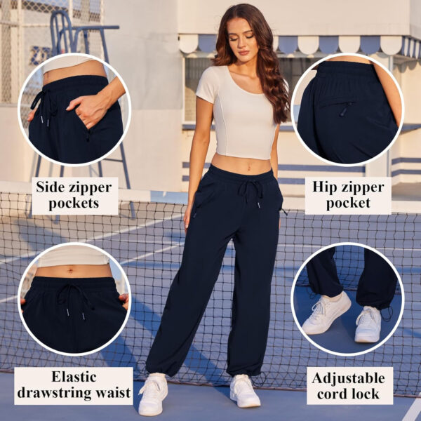 6899f55f20799e8061bbee476c6d35d1dcf7e840eb523b4e023da.jpg Womens Athletic Hiking Pants Lightweight Quick Dry Water Resistant Elastic Waist Cargo Pants with Zipper Pockets