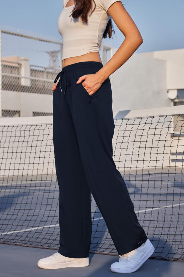 6899f561e6b473b5d7d28eae1f95ea995246b9347467631d9acfe.jpg Womens Athletic Hiking Pants Lightweight Quick Dry Water Resistant Elastic Waist Cargo Pants with Zipper Pockets