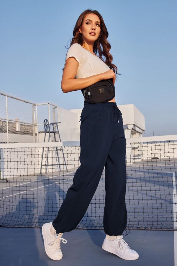 6899f56338bade3b9bc3017bfda3b788fc964df93ecf825a9177f.jpg Womens Athletic Hiking Pants Lightweight Quick Dry Water Resistant Elastic Waist Cargo Pants with Zipper Pockets