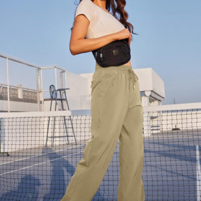 6899f56c07ff387e5cd2e69bc3d26135284e0d026f6faeea7072c.jpg Womens Athletic Hiking Pants Lightweight Quick Dry Water Resistant Elastic Waist Cargo Pants with Zipper Pockets
