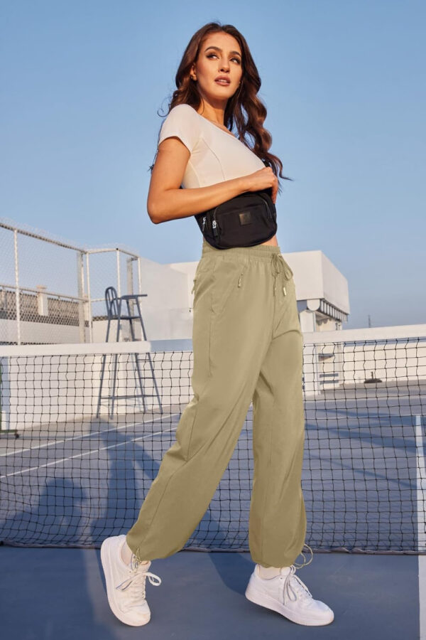 6899f56c07ff387e5cd2e69bc3d26135284e0d026f6faeea7072c.jpg Womens Athletic Hiking Pants Lightweight Quick Dry Water Resistant Elastic Waist Cargo Pants with Zipper Pockets