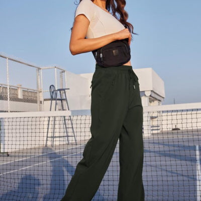 6899f5768a49776c4c9a16200e6a015037361c8339a2755ad1d08.jpg Womens Athletic Hiking Pants Lightweight Quick Dry Water Resistant Elastic Waist Cargo Pants with Zipper Pockets