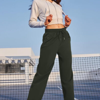 6899f57831de33f17c666ec3b74d65cdb002ca72fda998676cea4.jpg Womens Athletic Hiking Pants Lightweight Quick Dry Water Resistant Elastic Waist Cargo Pants with Zipper Pockets