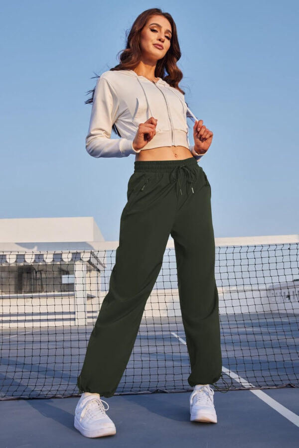6899f57831de33f17c666ec3b74d65cdb002ca72fda998676cea4.jpg Womens Athletic Hiking Pants Lightweight Quick Dry Water Resistant Elastic Waist Cargo Pants with Zipper Pockets