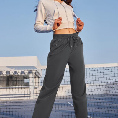6899f581e8ca61deff3339dbddcdb304bbd2b9767336bcde5be1e.jpg Womens Athletic Hiking Pants Lightweight Quick Dry Water Resistant Elastic Waist Cargo Pants with Zipper Pockets