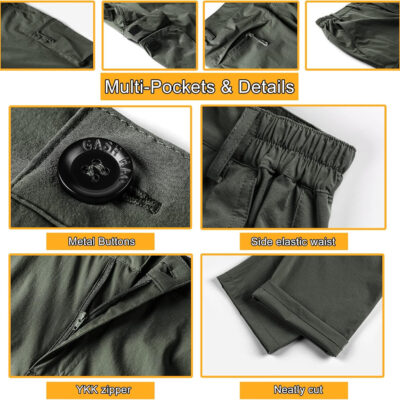 6899f63c51b745d8fdb514cdc088de2d21da8e3fcb4da7dc32742.jpg Gash Hao Mens Hiking Convertible Pants Outdoor Waterproof Quick Dry Zip Off Lightweight Fishing Pants