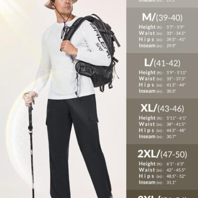 6899f76053a9f14ddb0a32c793f913d297dcea6fe42025e807de1.jpg baleaf Men's Hiking Pants Water Resistant Cargo Quick Dry Travel Elastic Waist with Zip Pockets UPF 50+ for Work Running