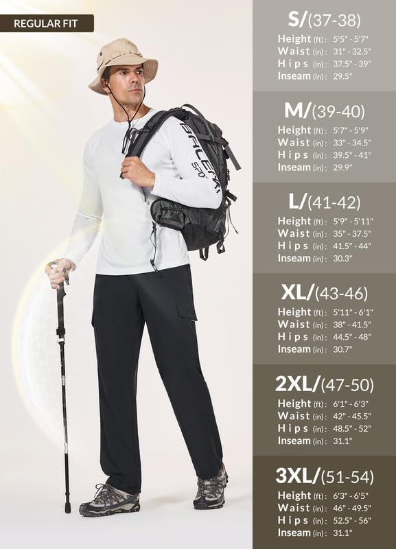 6899f76053a9f14ddb0a32c793f913d297dcea6fe42025e807de1.jpg baleaf Men's Hiking Pants Water Resistant Cargo Quick Dry Travel Elastic Waist with Zip Pockets UPF 50+ for Work Running