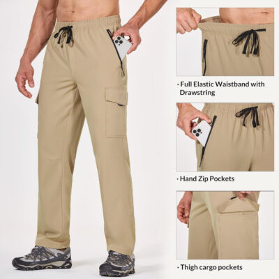 6899f7698ecbf046ec9abd5da8136533e5c48af1252d49c3b369b.jpg baleaf Men's Hiking Pants Water Resistant Cargo Quick Dry Travel Elastic Waist with Zip Pockets UPF 50+ for Work Running