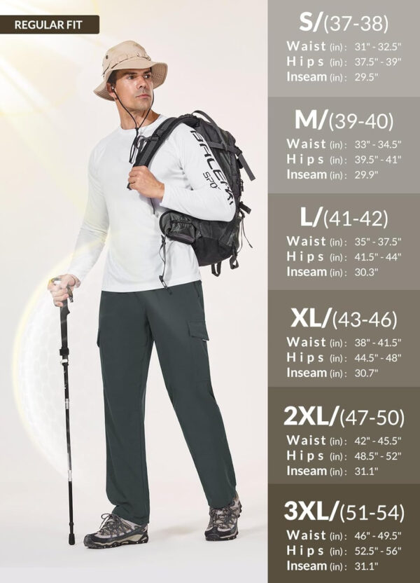6899f77f01c276290a9ab149f20273e2b51079ab38a57edafd56f.jpg baleaf Men's Hiking Pants Water Resistant Cargo Quick Dry Travel Elastic Waist with Zip Pockets UPF 50+ for Work Running