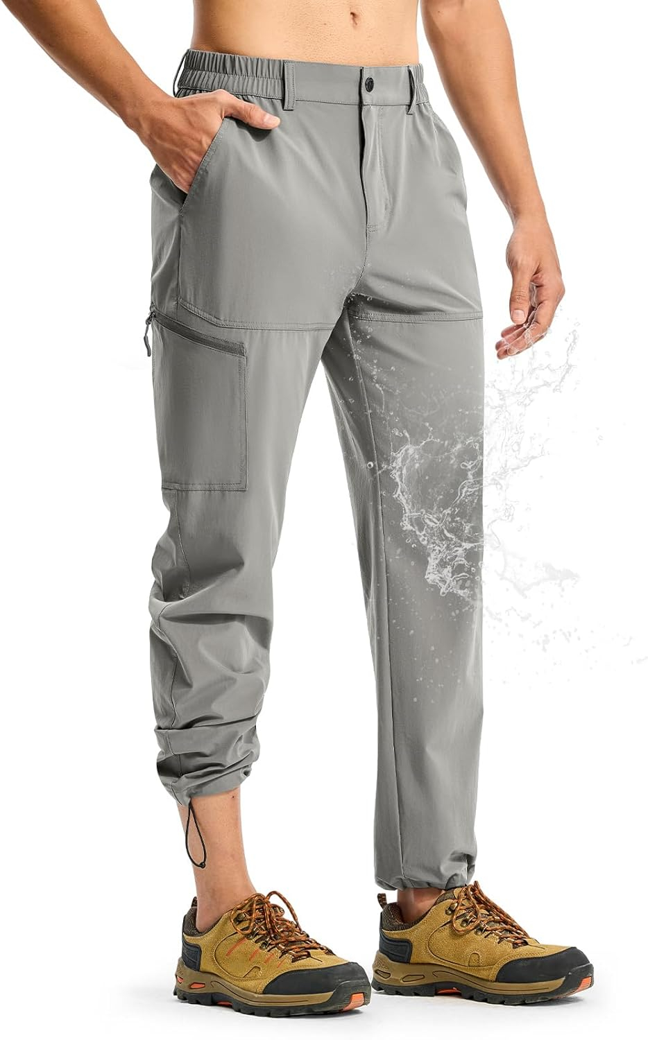 TBMPOY Men's Lightweight Hiking Pants Quick Dry 4 Pockets Stretch Water Resistant Travel Fishing Convertible Zip Cargo Jogger