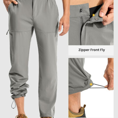 TBMPOY Men's Lightweight Hiking Pants Quick Dry 4 Pockets Stretch Water Resistant Travel Fishing Convertible Zip Cargo Jogger
