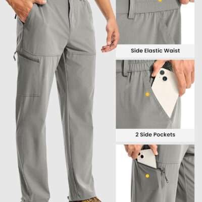 TBMPOY Men's Lightweight Hiking Pants Quick Dry 4 Pockets Stretch Water Resistant Travel Fishing Convertible Zip Cargo Jogger