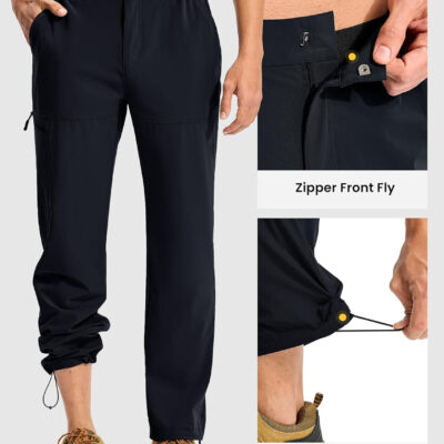 TBMPOY Men's Lightweight Hiking Pants Quick Dry 4 Pockets Stretch Water Resistant Travel Fishing Convertible Zip Cargo Jogger