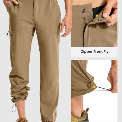 TBMPOY Men's Lightweight Hiking Pants Quick Dry 4 Pockets Stretch Water Resistant Travel Fishing Convertible Zip Cargo Jogger