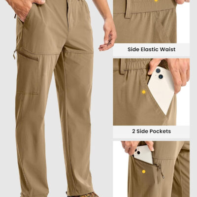 TBMPOY Men's Lightweight Hiking Pants Quick Dry 4 Pockets Stretch Water Resistant Travel Fishing Convertible Zip Cargo Jogger