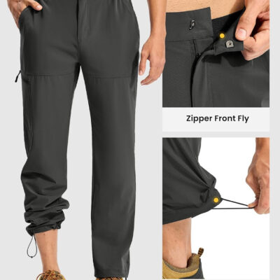 TBMPOY Men's Lightweight Hiking Pants Quick Dry 4 Pockets Stretch Water Resistant Travel Fishing Convertible Zip Cargo Jogger