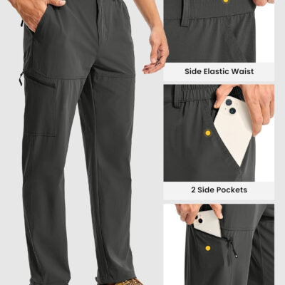 TBMPOY Men's Lightweight Hiking Pants Quick Dry 4 Pockets Stretch Water Resistant Travel Fishing Convertible Zip Cargo Jogger