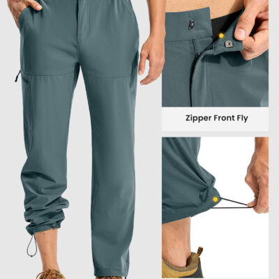 TBMPOY Men's Lightweight Hiking Pants Quick Dry 4 Pockets Stretch Water Resistant Travel Fishing Convertible Zip Cargo Jogger