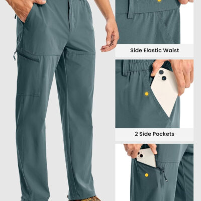 TBMPOY Men's Lightweight Hiking Pants Quick Dry 4 Pockets Stretch Water Resistant Travel Fishing Convertible Zip Cargo Jogger