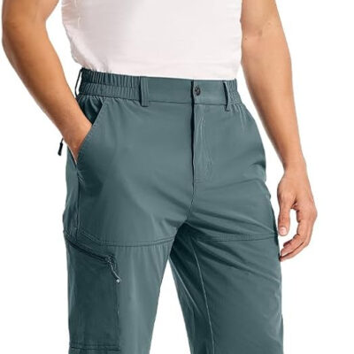 TBMPOY Men's Lightweight Hiking Pants Quick Dry 4 Pockets Stretch Water Resistant Travel Fishing Convertible Zip Cargo Jogger