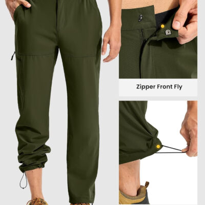 TBMPOY Men's Lightweight Hiking Pants Quick Dry 4 Pockets Stretch Water Resistant Travel Fishing Convertible Zip Cargo Jogger