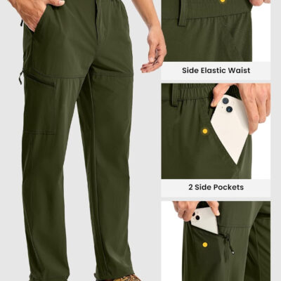 TBMPOY Men's Lightweight Hiking Pants Quick Dry 4 Pockets Stretch Water Resistant Travel Fishing Convertible Zip Cargo Jogger