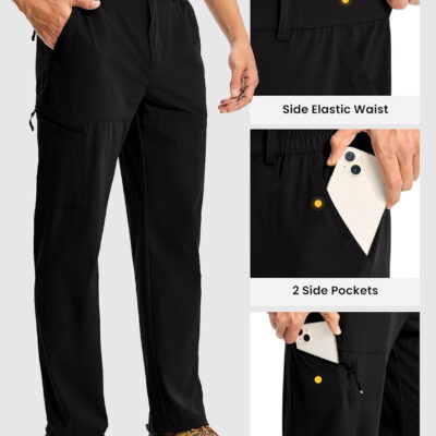 TBMPOY Men's Lightweight Hiking Pants Quick Dry 4 Pockets Stretch Water Resistant Travel Fishing Convertible Zip Cargo Jogger