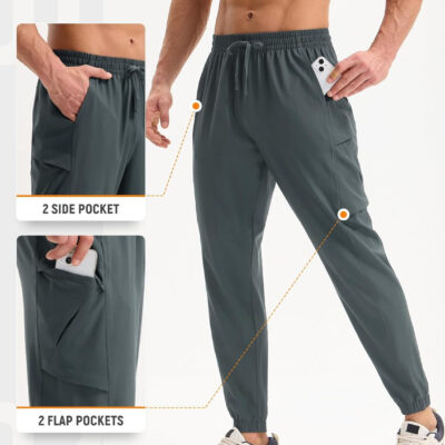 baleaf Men’s Hiking Pants Lightweight Quick Dry Joggers with Pockets Cargo Pants Water Resistant Breathable Jogger