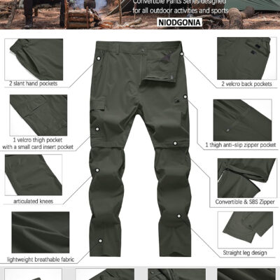 6899f95e975d4cb3f3a07a44c144d21a6355fe46cea44ccef36f4.jpg Mens Hiking Convertible Pants Waterproof Lightweight Quick Dry Zip Off Fishing Travel Safari Outdoor Cargo Work