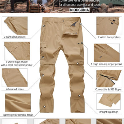 6899f96ebe0e0a9fd7534aada1b220b2df16364181f5ec0070e79.jpg Mens Hiking Convertible Pants Waterproof Lightweight Quick Dry Zip Off Fishing Travel Safari Outdoor Cargo Work