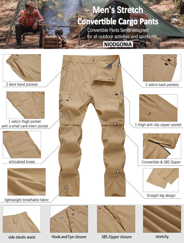 6899f96ebe0e0a9fd7534aada1b220b2df16364181f5ec0070e79.jpg Mens Hiking Convertible Pants Waterproof Lightweight Quick Dry Zip Off Fishing Travel Safari Outdoor Cargo Work