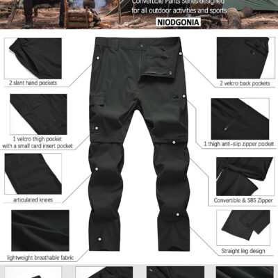6899f977c5a592ebae084c1a841606ddafb83f8b20f0ef9787df7.jpg Mens Hiking Convertible Pants Waterproof Lightweight Quick Dry Zip Off Fishing Travel Safari Outdoor Cargo Work
