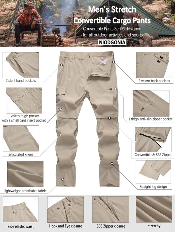6899f987e8e2b7bca9075d52ee071e5f8ce11845f6b841a5b0fc6.jpg Mens Hiking Convertible Pants Waterproof Lightweight Quick Dry Zip Off Fishing Travel Safari Outdoor Cargo Work