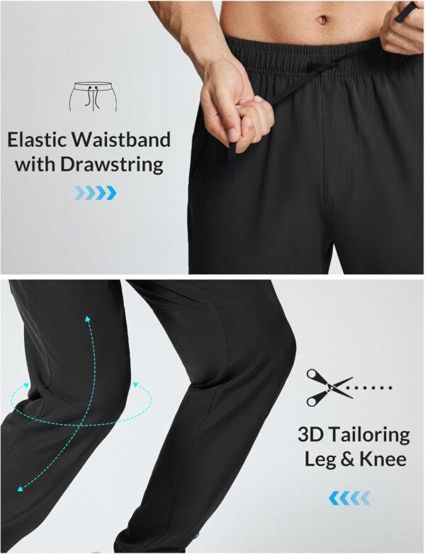 baleaf Men's Hiking Pants Lightweight Quick Dry Water Resistant Elastic Waist Cargo Pants with Zip Pockets for Outdoor