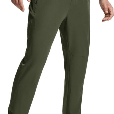 baleaf Men's Hiking Pants Lightweight Quick Dry Water Resistant Elastic Waist Cargo Pants with Zip Pockets for Outdoor