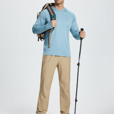 baleaf Men's Hiking Pants Lightweight Quick Dry Water Resistant Elastic Waist Cargo Pants with Zip Pockets for Outdoor