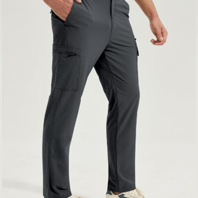 MOURCE Mens Hiking Pants Lightweight - Quick Dry Water Resistant Travel Pants with 7 Pockets for Camping Fishing Outdoor
