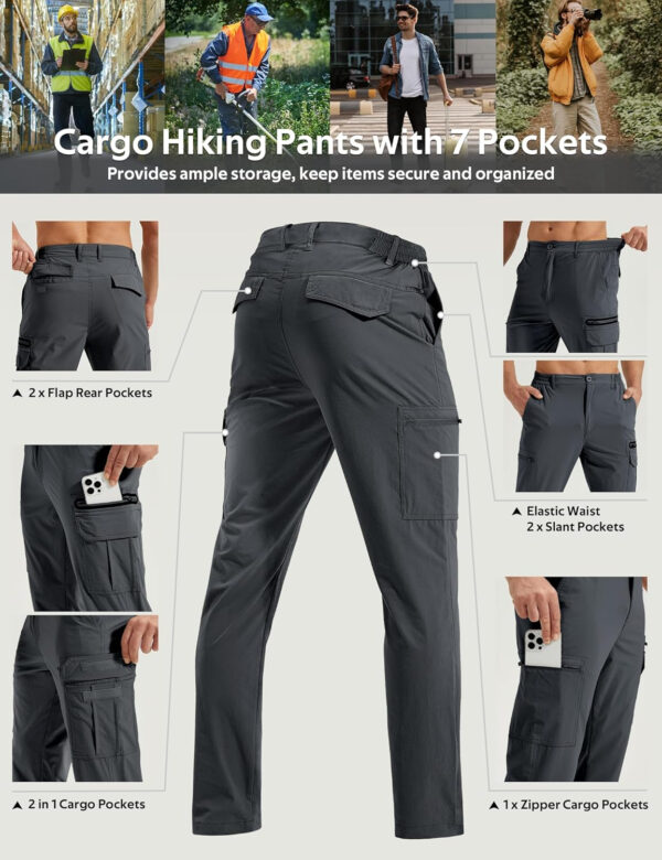 MOURCE Mens Hiking Pants Lightweight - Quick Dry Water Resistant Travel Pants with 7 Pockets for Camping Fishing Outdoor